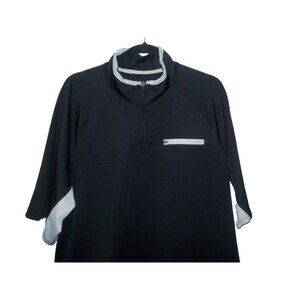 Fila Men's 1/4 Zip Polo Golf Shirt Black/Silver Size 2XL